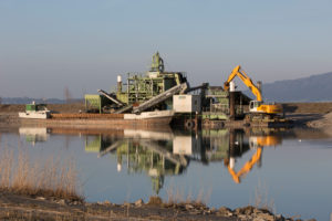 Dredger in the Rhine, water mirroring Dredger in the Rhine, water mirroring